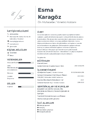 Yönetici Asistanı Cv Örnekleri cv indir